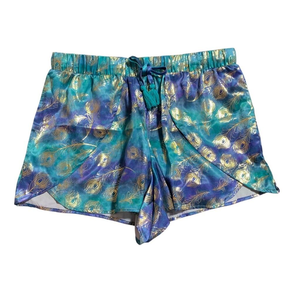 Disney Store NWOT Aladdin Pajama Short Teal with Gold Print Size L - Picture 1 of 5